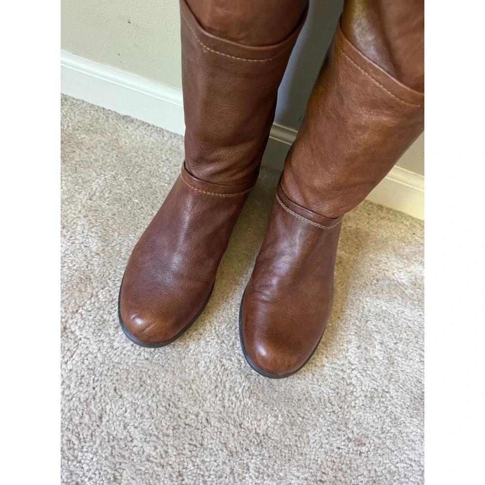 Stuart Weitzman Riding Boots Leather Brown 8.5 M